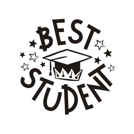 Best nudest lettering with royal crown. Black and white hand drawn  Vector illustration for banner,page or greeting card.のイラスト素材