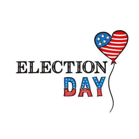 Election Day. Lettering for Vote Day of the United States of America. Logo in national colors of the USA. Vector illustration for patriotic poster design.のイラスト素材