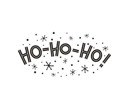 Lettering the phrase ho-ho-ho. Cheerful  for Santa Claus. Black and white Emblem for New Year holiday design isolated on white background. Christmas vector illustrationのイラスト素材