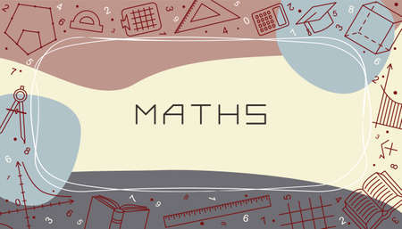 Vector design templates for Maths in simple modern style with line school elements. Cover for a tutorial, tutorial, presentation, splash screen, or project.のイラスト素材