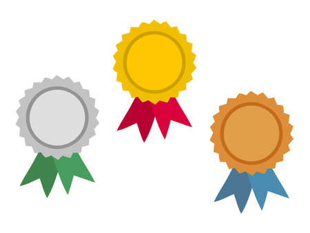 Hand Drawn Gold, Silver and Bronze medals.のイラスト素材