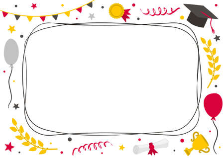 Rectangular graduation frame with doodle style elements.のイラスト素材