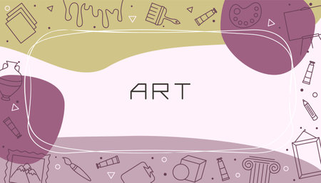 Vector design templates for Art in simple modern style with line crafts elements. Cover for a tutorial, banner, poster, presentation, splash screen, or project.のイラスト素材
