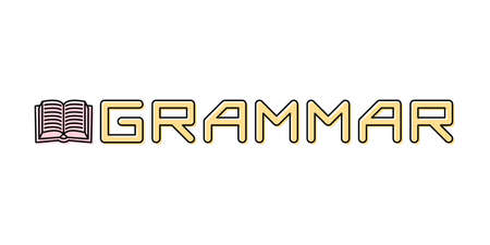 Linear logo for school subject Grammar. Open book icon and text. Vector illustration for school and educational projects.のイラスト素材