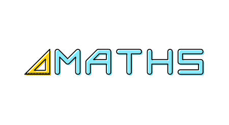 Linear logo for school subject Maths. Rectangular ruler icon and title. Vector illustration for school tutorial, banner, poster, presentation, splash screen, or educational project.のイラスト素材