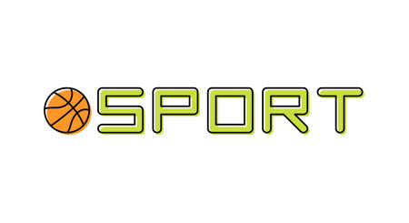 Linear logo for Sort. Basketball icon and title. Vector illustration for banners, posters, training and competition projects.のイラスト素材