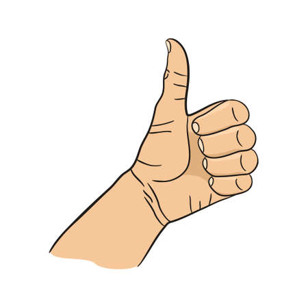 Like. Isolated cartoon Hand with thumb up. Comic Vector illustrationのイラスト素材