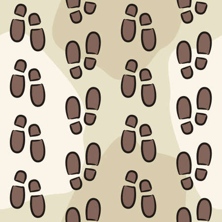 Seamless vector pattern with footprints from shoes. Vector backgroundのイラスト素材