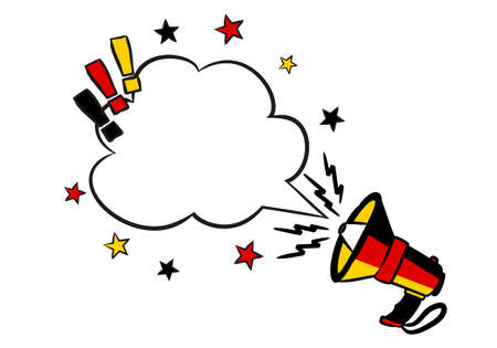 Comic speech bubble with shout in the colors of the German tricolor. Pop art Vector illustration for a festive, holiday or Elections decoration for Germany. important announcementのイラスト素材