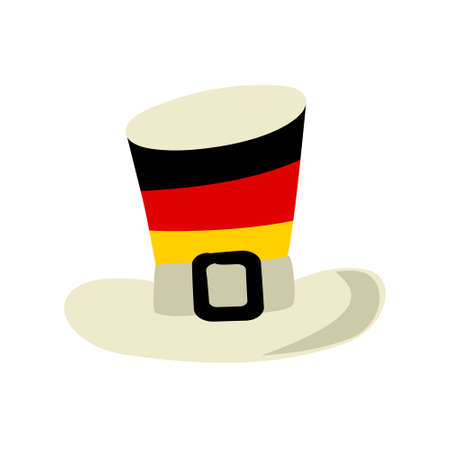 Top hat in the colors of the German tricolor. Isolated Cap for National Day or Election Day of Germany. Vector illustration for a festive or holiday decoration, tourist trips, travel, meeting guests.のイラスト素材