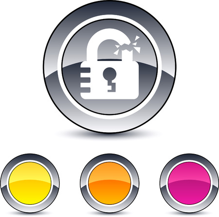 Unlock glossy round web buttons. のイラスト素材