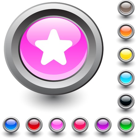 Star  metallic vibrant round icon. のイラスト素材