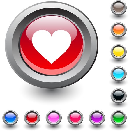 Heart  metallic vibrant round icon. のイラスト素材