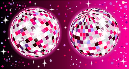 Shiny disco balls with reflectionのイラスト素材