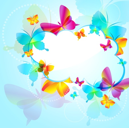 Colorful background with butterflyのイラスト素材