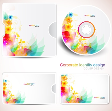 Cover design template of disk and business card. Floral Designのイラスト素材