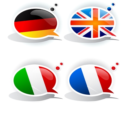 Speech bubbles with symbols national flagsのイラスト素材