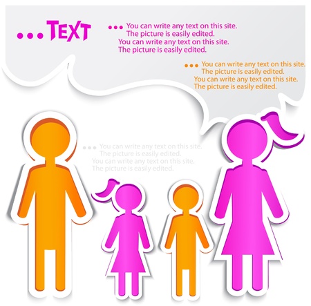 Family talking. Paper bubbles for  speechのイラスト素材