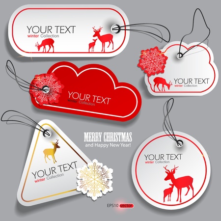 Set of winter bubbles, stickers, labels, tags. Vector  illustrationのイラスト素材