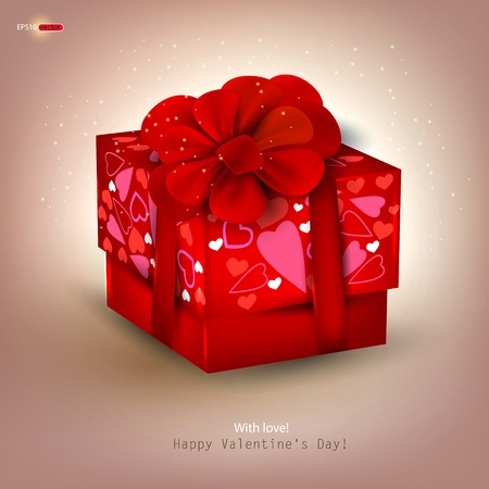 Beautiful red gift and place for text. Valentine's Day. Vector backgroundのイラスト素材