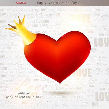 Beautiful red heart with crown. Valentines day. Vector backgroundのイラスト素材