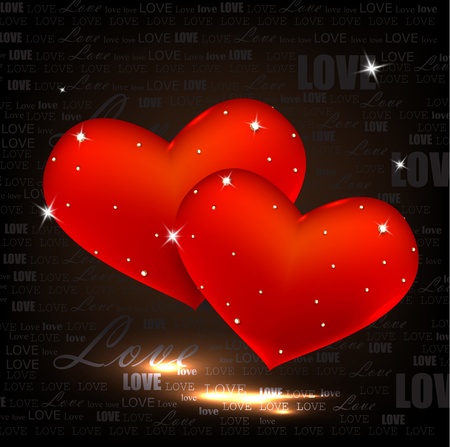 Beautiful red hearts with diamonds. Valentines day. Vector backgroundのイラスト素材