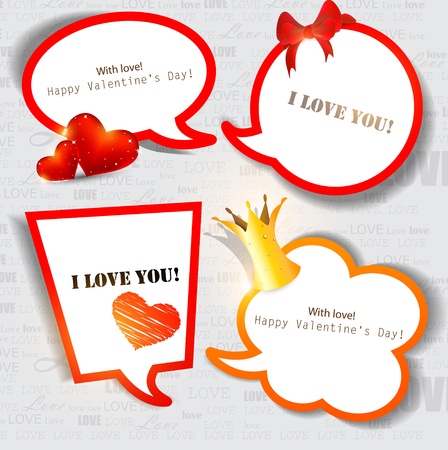 Colorful paper bubble for speech. Valentines day. Vector backgroundのイラスト素材
