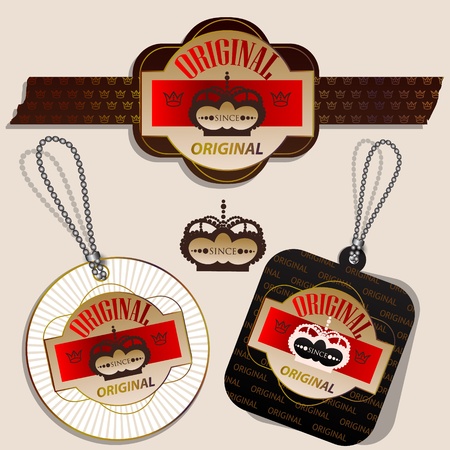 Set of Superior Quality and Satisfaction Guarantee Badges, Labels, Tags  Retro vintage styleのイラスト素材