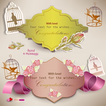 Set of  paper speech bubbles  Scrapbook elements  Vintage styleのイラスト素材