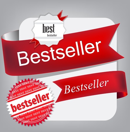 Bestseller. Red banners and labels. Vector setのイラスト素材