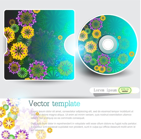 Cover design template of disk  Floral Designのイラスト素材