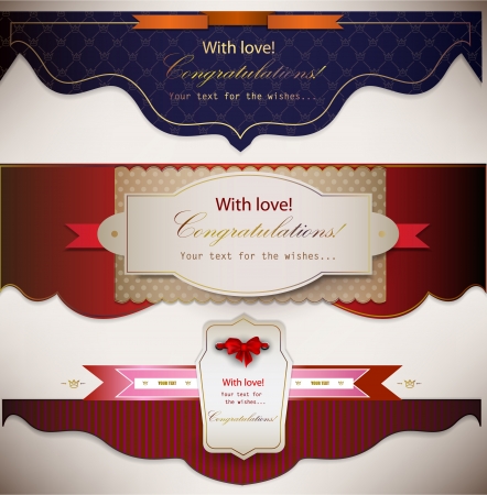 Set of holiday banners with ribbons  Vector backgroundのイラスト素材