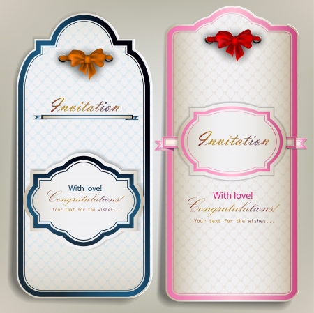 Card notes with ribbons  Vintage invitationsのイラスト素材