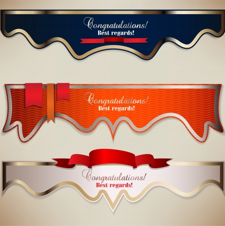 Set of holiday banners with ribbons. Vector backgroundのイラスト素材