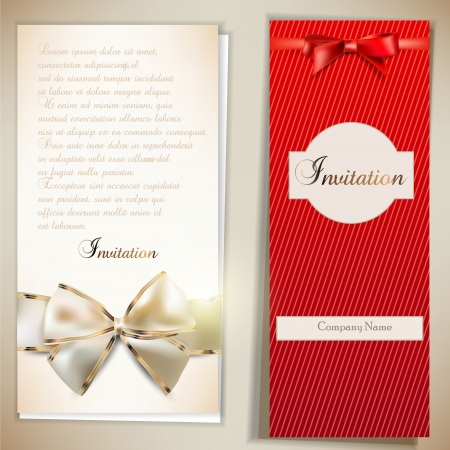 Card notes with ribbons  Red and white invitationsのイラスト素材