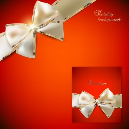 Elegant red background and Gift Card with ribbons  In a same styleのイラスト素材