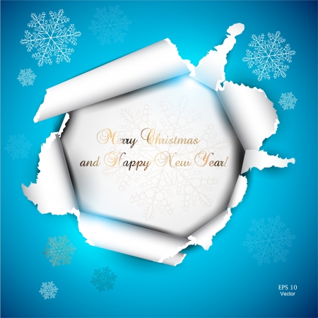 Elegant Christmas background with snowflakes and place for text  Torn paperのイラスト素材