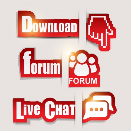 Paper website elements   Download ,  Forum ,  Live Chat のイラスト素材
