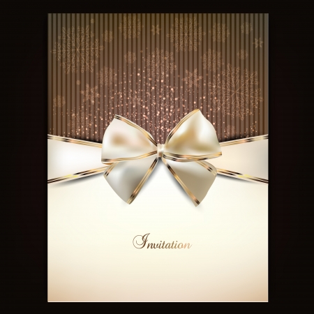 Greeting card with white bow and copy space. Vector illustrationのイラスト素材