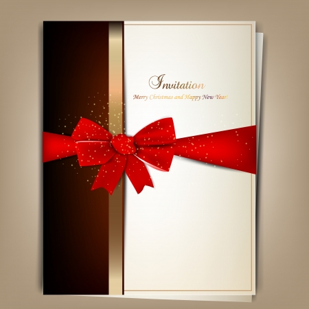 Greeting card with red bow and copy space. Vector illustrationのイラスト素材