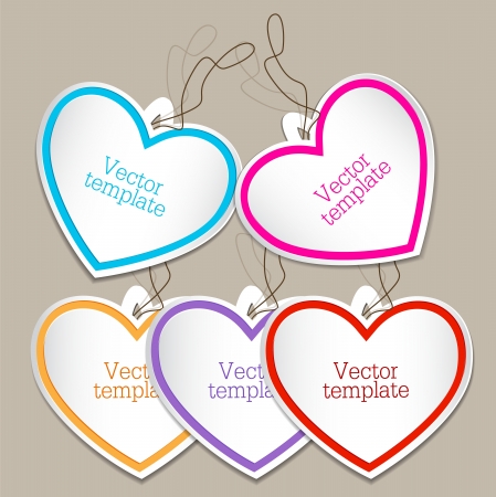 Set of bubbles, stickers, labels, tags. Shape of heartsのイラスト素材