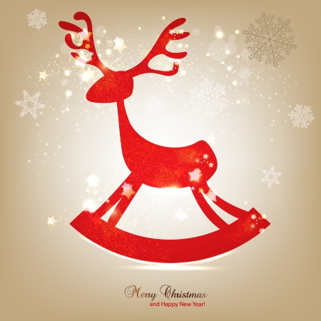 Christmas background with red deerのイラスト素材