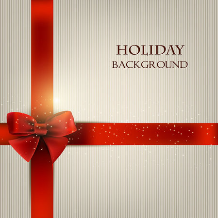 Elegant holiday background with red bow and space for text.  illustrationのイラスト素材
