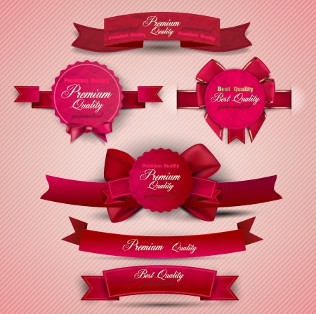 Set of Superior Quality and Satisfaction Guarantee Ribbons, Labels, Tags  Retro vintage styleのイラスト素材