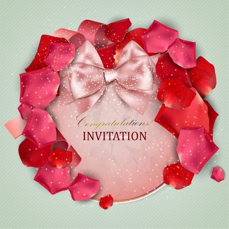 Beautiful vintage invitation with rose petalsのイラスト素材