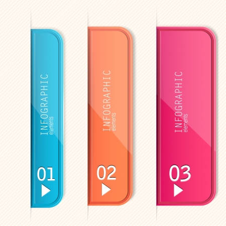 Set of bookmarks, stickers, labels, tags. Numbered banners. Vector template for infographicsのイラスト素材