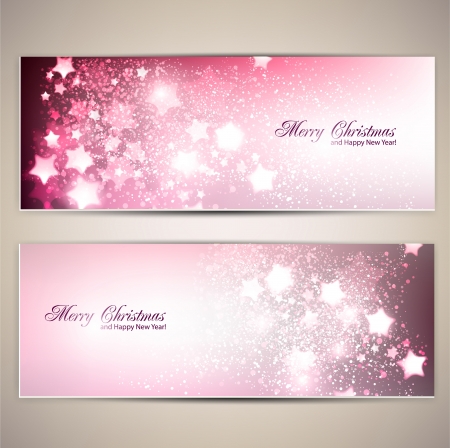 Set of Elegant Christmas banners with stars. Vector illustrationのイラスト素材