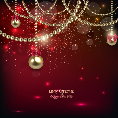 Elegant christmas background with golden baubles. Vector illustrationのイラスト素材