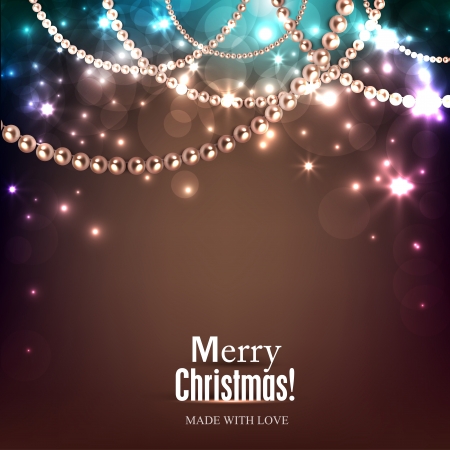 Elegant christmas background with golden garland. Vector illustrationのイラスト素材