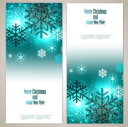 Set of Elegant Christmas banners with snowflakes. Vector illustrationのイラスト素材